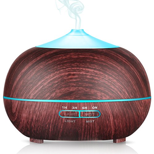 PECHAM 400ml Ultrasonic Aroma Cool Mist Essential Oil Diffuser, 7-Color LED Changing Lights, Whisper Quiet&Waterless Auto-Shut off Aromatherapy Humidifier for Home and Office, Kid Room, Yoga, Spa