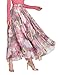 CHARTOU Women's Elegant Summer Full Length Boho Floral Print Pleated Chiffon Long Maxi Skirt Dress