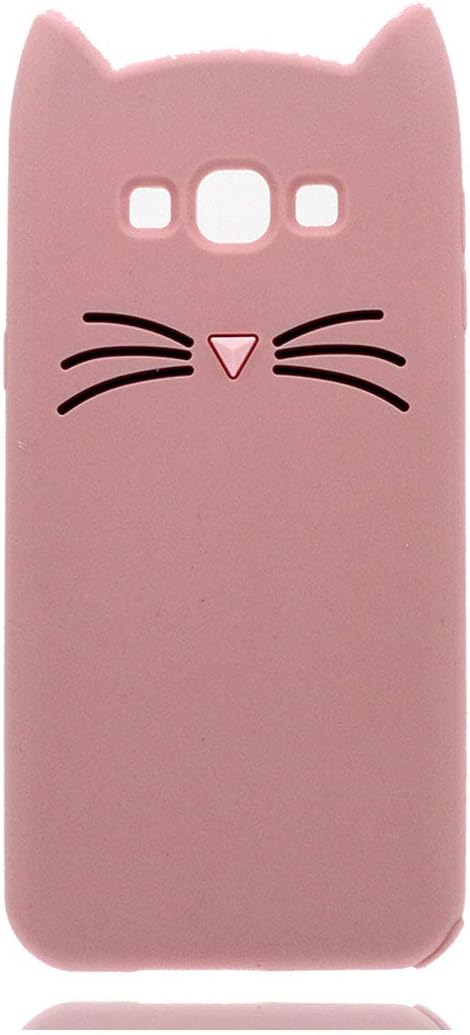 EarthNanLiuPowerTu Cool Silicone Case for Samsung Galaxy E7 2015, Soft 3D Silicone Cases, Cute Fashion Animal TPU Rubber Cover, Kawaii Shell Cover for Samsung Galaxy E7 2015 (Cat Pink)