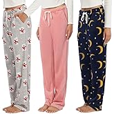 OAKVON 3-Pack Womens Fuzzy Pajama Pants – Soft Plaid PJ Bottoms with Pockets, Cozy Fleece Lounge Sleepwear Pants
