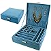 Bantoye Double-Layer Jewelry Box Suede Lint Square Display Storage Case with Lock Blue 10.4