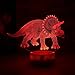 Dinosaur Illusion Night Light for Kids Birthday Gifts Optical Desk Lamp Table Touch Nursery Triceratops Walking Animals Party Western Children Room Decor 7 color Changing USB Crackle New Year Noew You