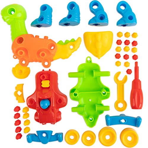 Toy To Enjoy Take-Apart Toys with Tools - Dinosaur & Vehicle Construction Building Play Set - for Child Development & Creativity - Pack of 9