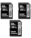 Lexar 32GB Professional 1000x SDHC Class 10 UHS-II Memory Card 3-Pack Bundle