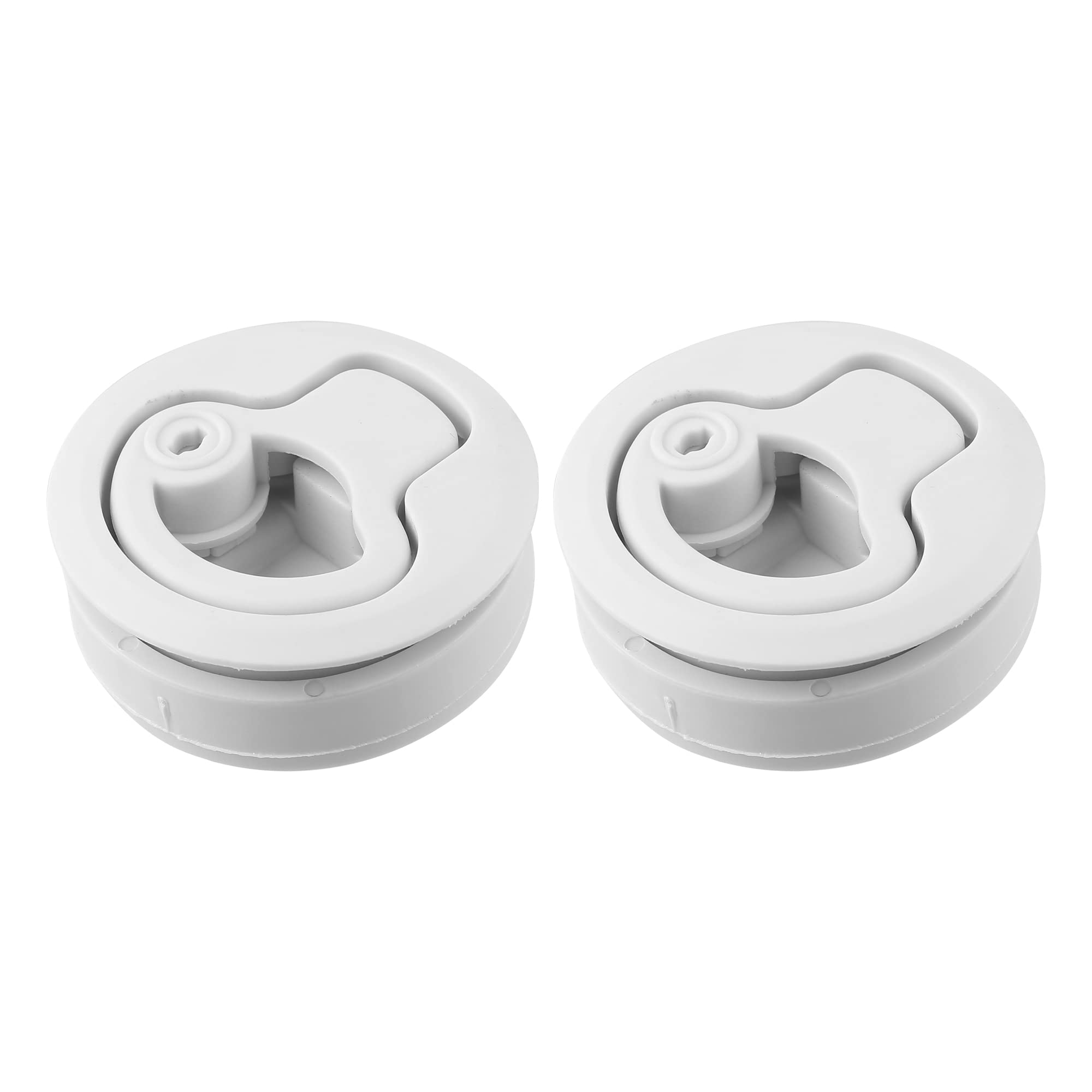 X AUTOHAUX 2pcs Round Flush Pull Slam Latch Hatch Lift Deck Hatch Door Lock with Keys Beige Replacement for RV Marine Boat Trailer Camper Trailer