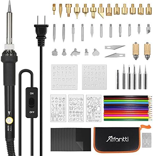 Wood Burning Kit, Afantti 70 Pcs Adjustable Wood Burning Soldering Iron Pen Tool Kit Set Creative Pyrography Woodburning Burner Electric for Adult Starter Beginner Craft with Case