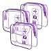 Lermende 2pcs Clear Toiletry Bag TSA Approved Travel Bag,Carry On for Travel,Airport Airline Accessories Compliant Bag,Quart Sized Makeup Cosmetic bag Women Men (Purple, 3 Pack)