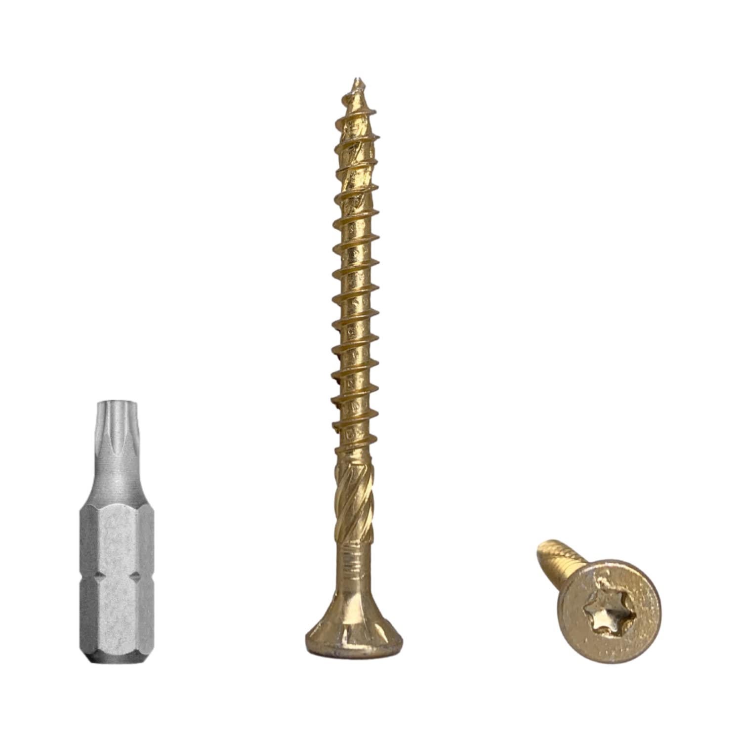 (Pack of 120 pcs) Universal Yellow Zinc Plated Steel 5.0 x 60 mm Wood Screws, Torx Head, Countersunk Head, Chipboard Screws (120, 5.0 x 60 mm)