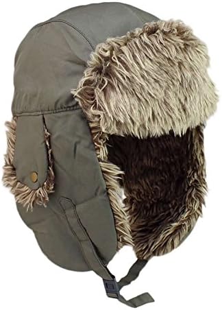 Trapper Hat Winter Ear Flap Hat Adjustable Waterproof Windproof Skiing Cap For Men Women Army Green-Coffee wool