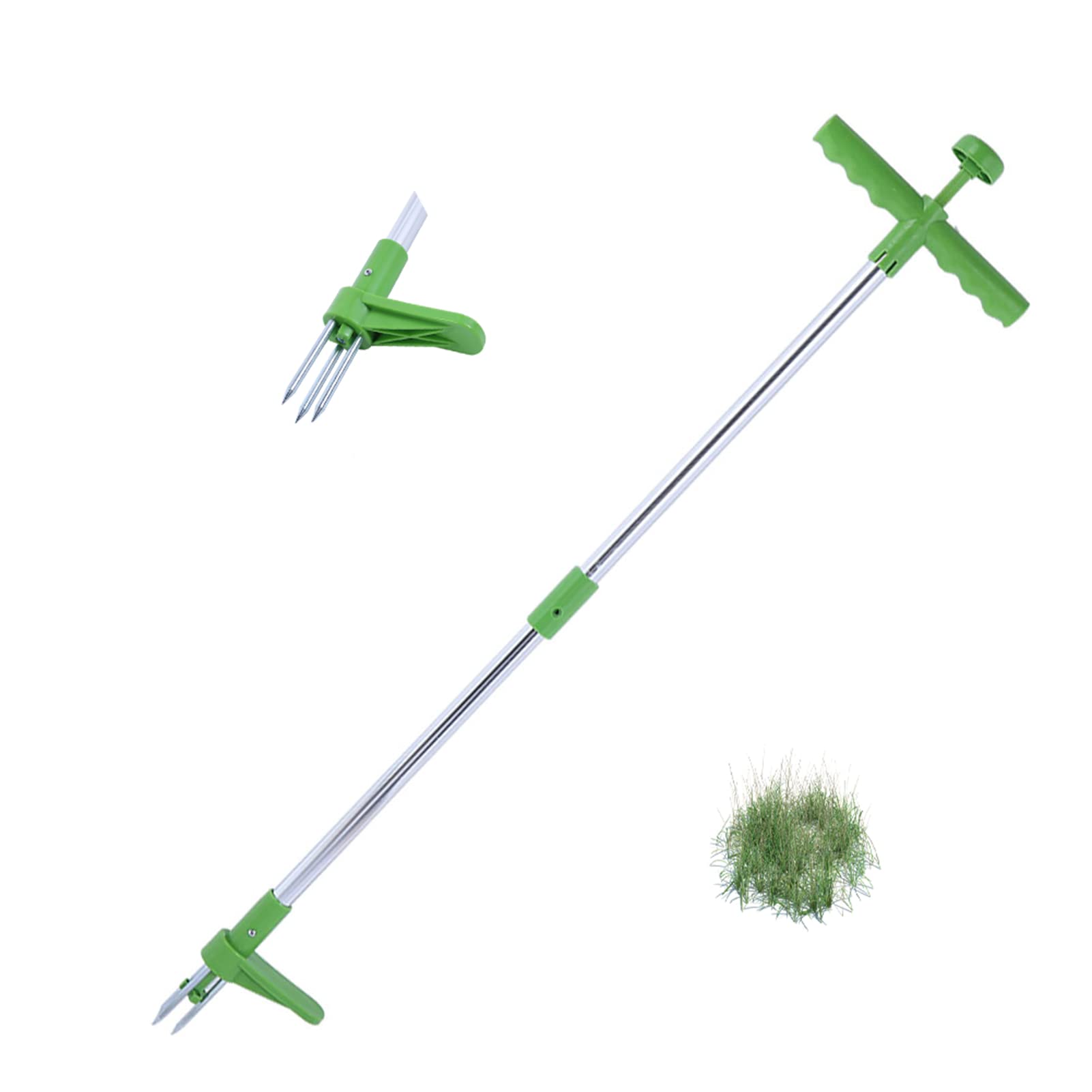Weed Puller, Portable Standing Weeder Hand Tool, Garden Lawn Root Herbicide Tool, Long Handle Garden Weeding Tool with 3 Claws, for Garden Weed such as Thistles, Dandelions, Crabgrass, etc. (1 m)