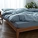 FACE TWO FACE Bedding Duvet Cover Set 3 Pieces 100% Washed Cotton Duvet Cover Linen Like Textured Breathable Durable Soft Comfy (King, Light Blue)