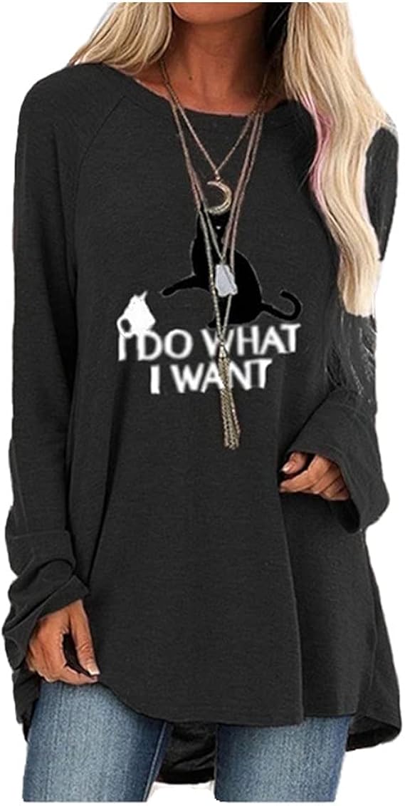 Amazon.com: N\P Women's Clothing Casual Printing Round Neck Long-Sleeved T-Shirt: Clothing