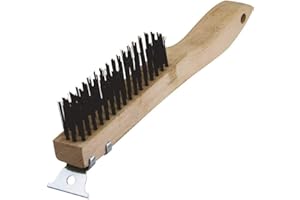WARNER MANUFACTURING Warner 10" 4x16 Row, Wood Handle Wire Brush w/Scraper, 11083