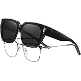 HAOLOTA Polarized Fit Over Sunglasses for Women UV Protection Trendy Small Wrap Around Overglasses for Driving