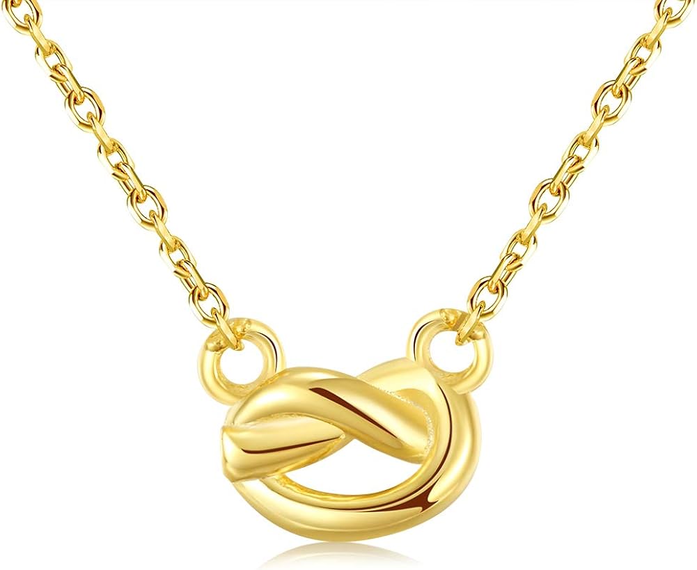 Lemon Grass Minimalist Tiny Love Knot Pendant Necklace Infinity Necklace in Sterling Silver 16 Inch