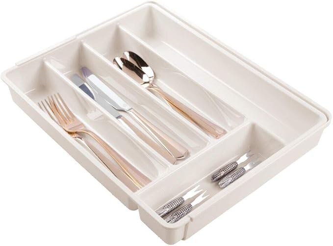mDesign Adjustable Cutlery Tray Expandable Kitchen Organiser Tray for