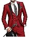 One Button 3 Pieces Red Wedding Suits Notch Lapel Men Suits Groom Tuxedos Red 46 Chest / 40 Waist