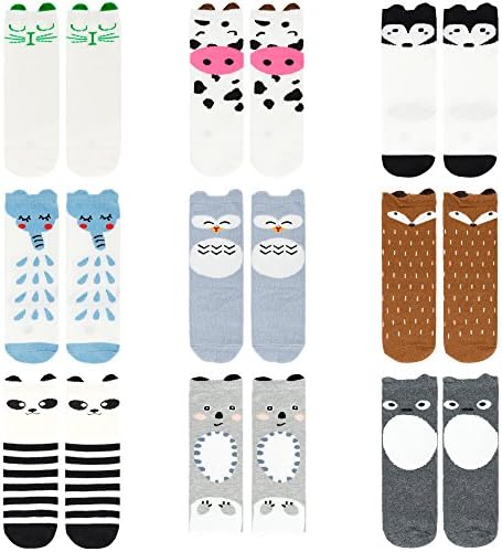 Ateid Kids Girls Socks Knee-High Stockings Pack of 9