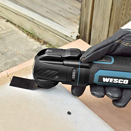 Oszillationswerkzeug, WESCO 300W Multifunktionswerkzeug mit 15 Zubehör und Tasche, 11000-20000/min, 3.2° Oszillationswinkel, 6 Geschwindigkeiten zum Entfernen, Schaben, Schneiden, Polieren