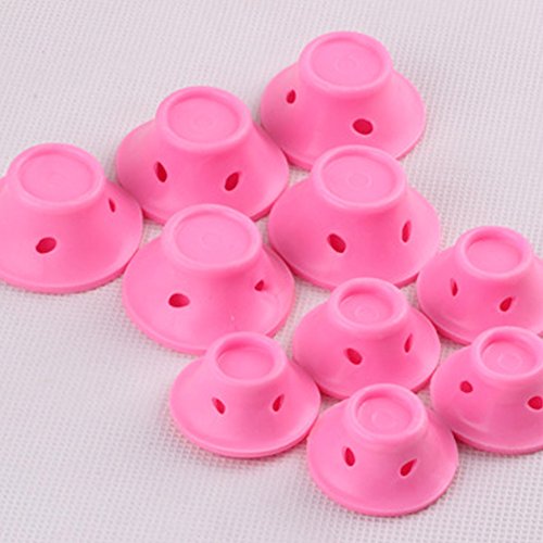 Thinkmax 10Pcs Magic Home DIY Hair Care Soft Silicone No-clip Curler Roller Curling Hairstyle Tool Pink