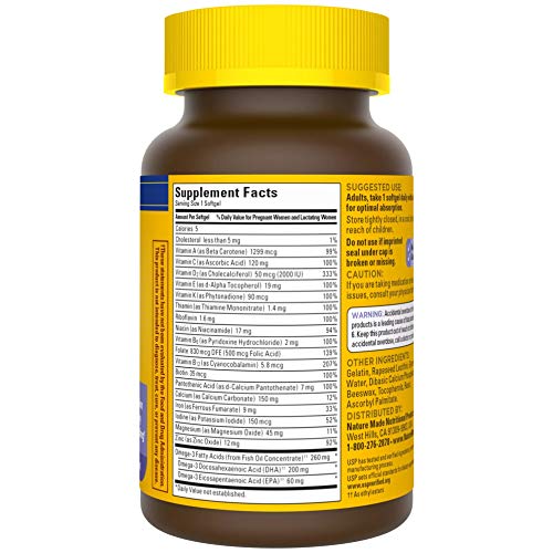 Nature Made Postnatal Multivitamin + DHA 200 mg, 60 Softgels, to