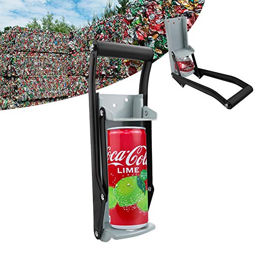 ShineMe 16 oz & 12 oz Metal Can Crusher & Bottle Opener, Heavy Duty Large Metal Wall Mounted Soda Beer Smasher Recycling Tool - Grey