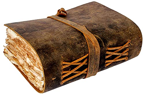 LEATHER VILLAGE Journal – Vintage Journal – Book of Shadows – Bound Journal – Sketchbook – Antique/Vintage Deckle Edge Handmade Paper of 200 GSM – 13.5 X 8.5 inches