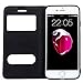 iPhone 7 Case iPhone 8 Leather Case Ultra Thin Flip Cover Case Dual Window View Stand Feature Genuine Leather Phone Case for Apple iPhone 7 / iPhone 8 by Make mate (Black)