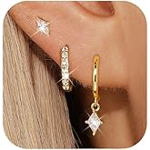 Gold Hoop Earrings Set for Women, Small 14K Gold Plated Earring Stacks, Cartilage Huggies Hoop Earring Sets For Multiple Piercing, Dainty Birthday Jewelry for Mom/Friend/Wife