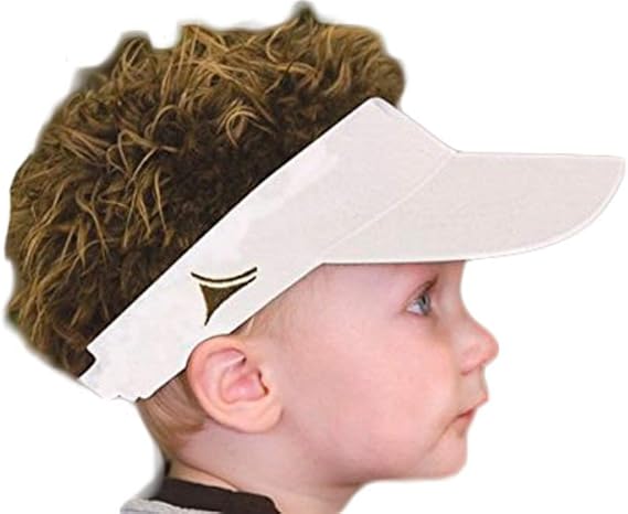 Amazon Com Flairhair Baby White Visor With Brown Hair Clothing