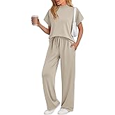 AUTOMET Women's 2 Piece Matching Lounge Sets 2026 Summer Mock Neck Sweatsuits Short Sleeve Loungewear Travel Outfits