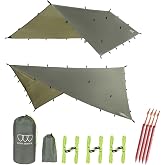 Gold Armour Rainfly Tarp Hammock, Premium 14.7ft/12ft/10ft/8ft Rain Fly Cover, Waterproof Ultralight Camping Shelter Canopy, Survival Equipment Gear Camping Tent Accessories (OD Green 12ft x 10ft)