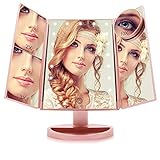 Funtouch Makeup Vanity Mirror with 21 LED Lights, 10X/3X/2X/1X Magnifying Led Makeup Mirror with Touch Screen,Dual Power Supply,180° Adjustable Rotation,Countertop Cosmetic Mirror(Rose Gold)