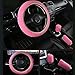 Cdycam Non-Slip Car Decoration Steering Wheel Handbrake Gear Shift Cover Plush New (Pink)