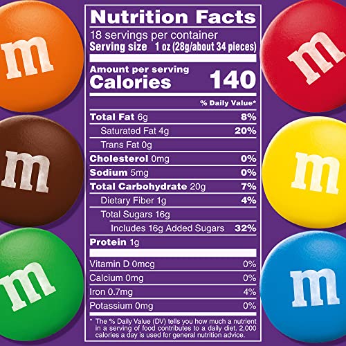 M&M'S Dark Chocolate Candy, Family Size, 18 oz Resealable Bulk Candy