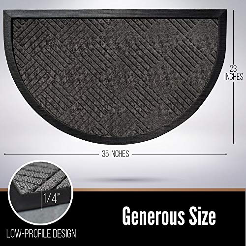 Gorilla Grip Durable Natural Rubber Door Mat, 35x23 Half Circle Heavy