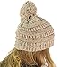 Confetti Ombre Big Pom Pom Warm Chunky Soft Stretch Knit Beanie Hat Oatmeal