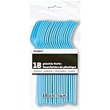Light Blue Plastic Forks, 18ct