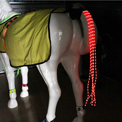 Flytianmy 100CM Horse Tail USB Lights Chargeable LED Horse Harness Equestrian Outdoor Sports The Lights Horse Tail Red - Thumbnail 3