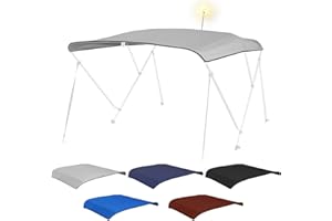 Fuprosico Bimini Top Replacement Canvas with Light Hole for Boat, 3 Bow 6L 67-72W Bimini Top Cover with Storage Boot, 900D Heavy Duty Waterproof Marine Polyester, Without Frame, Gray