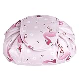 Portable Drawstring Cosmetic Bag Large Capacity Lazy Travel Makeup Pouch magic Toiletry Bag for Womens Girls,Pink Flamingo