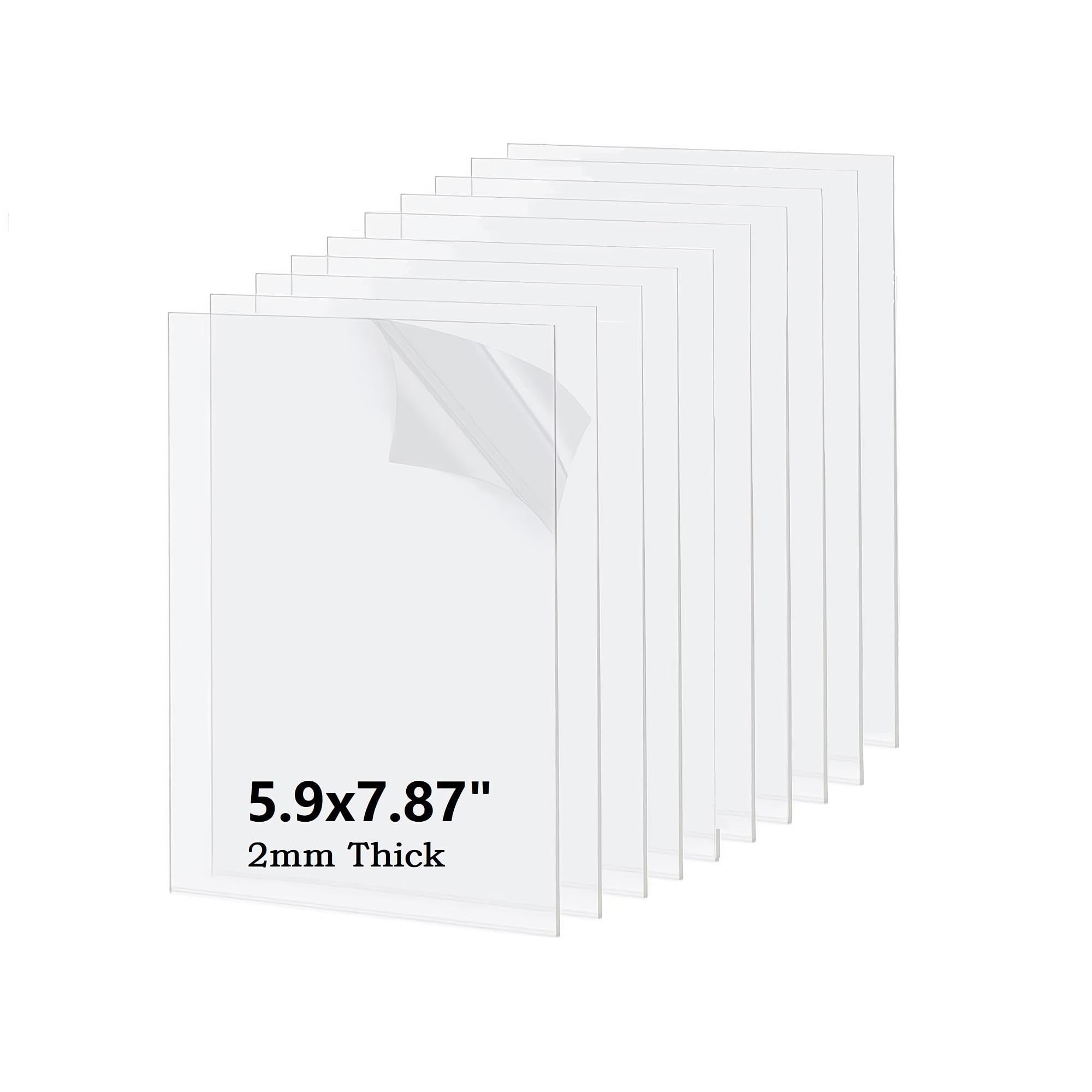 View 1 of 10 Pack 5.9x7.87 Clear Acrylic Sheet 2mm Thick, Clear Plexiglass Sheet 15x20cm, Plastic Plexiglass Board Acrylic Board for Wall Crafts Glass Picture Frame DIY Projects Signs and Painting
