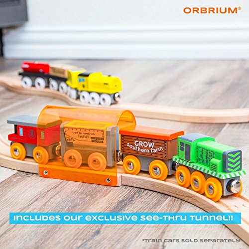 56 Piece Wooden Train Track Expansion Pack with Tunnel Compatible Thomas Wooden Railway Brio Chuggington Imaginarium Set by Orbrium Toys.