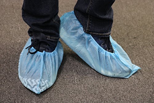 Premium Disposable Blue Boot & Shoe Covers Booties For Movers Hygienic Medical Floor Protection Non-Slip Durable Water Resistant Recyclable 100-Pack (Large Size Fits Most)
