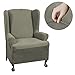 Maytex Reeves Stretch 1 - Piece T – Cushion Wingback Chair with Arms Furniture Cover Slipcover, Dark Sage Green