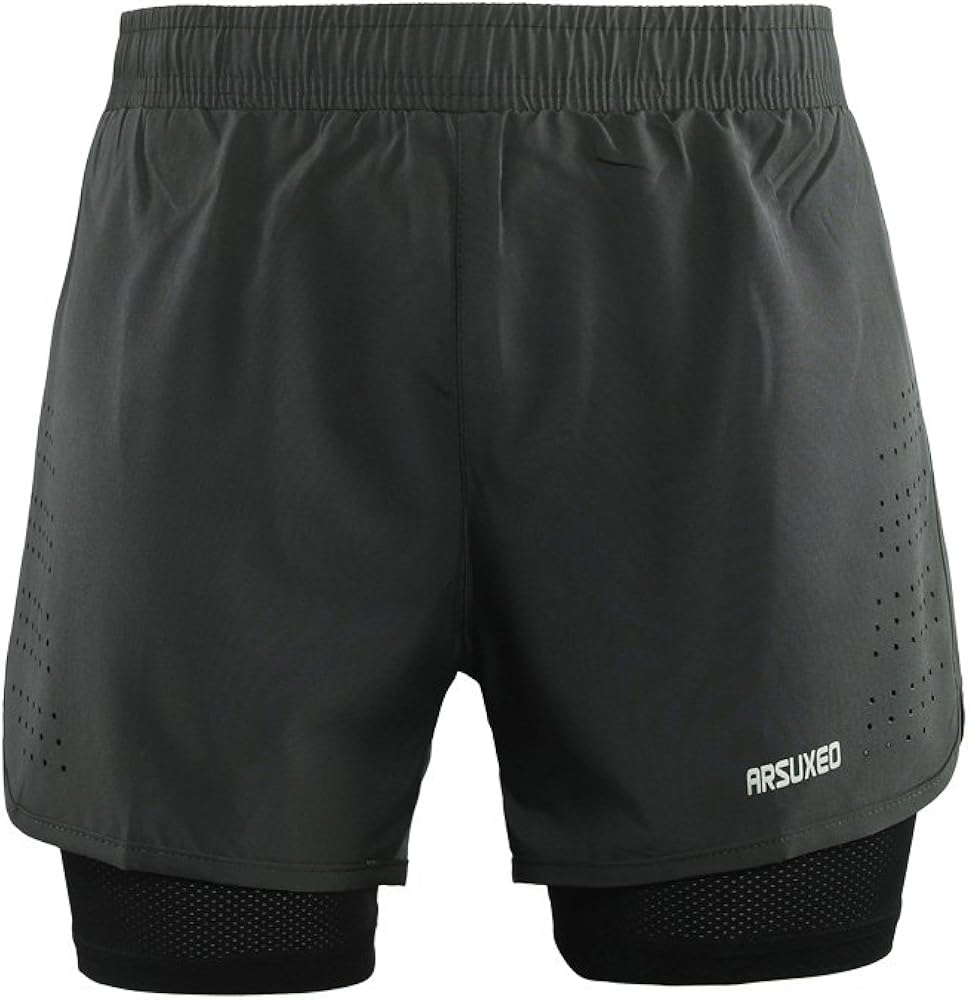 ARSUXEO Men's Active Training Running Shorts 2 in 1 : Clothing