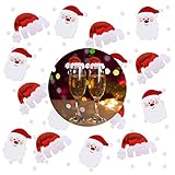 NICEXMAS Christmas Glass Decorations / Card Santa Hats X 20 and Santa Father Christmas Confetti (24g)