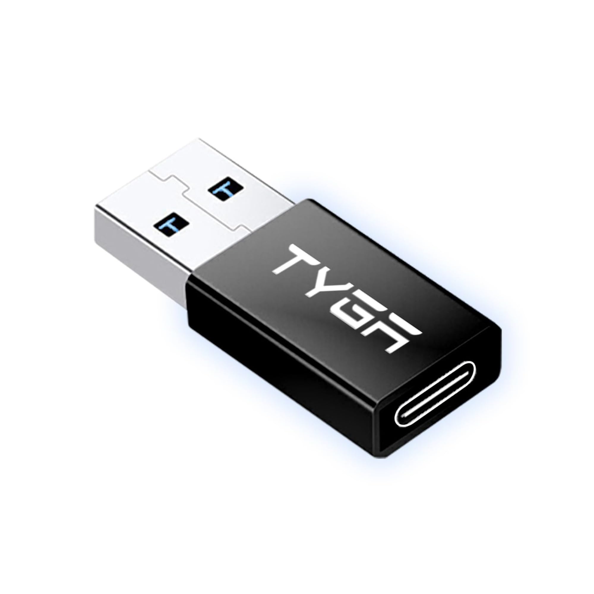 TYGA USB C Female to USB A Male Adapter - 3.0/3.1 Connector - Fast Charging, Converter with High-Speed 5Gbps - Compatible with IOS, Android devices – Data Sync, Transfer, Plug & Play - 1 Black