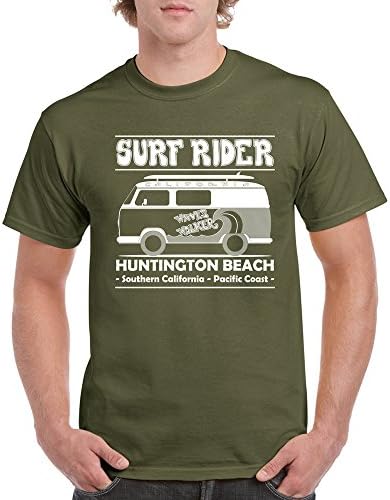 Surf Rider Shirt Mens T-Shirt Round Neck Long Beach Apparel, MG, 2XL