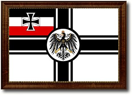 Imperial German Navy 1867-1871 War Military Flag Brown Framed Canvas Print Home Decor Wall Art Decoration Gifts Signs Cards, 19" x 27"